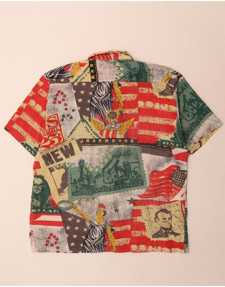 Vintage Herren Hemd mit abstraktem Muster, Größe 43/44, groß, mehrfarbig
