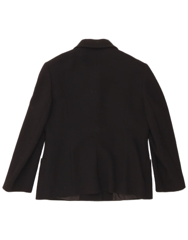 Vintage Damen 3-Knopf-Blazerjacke UK 18 XL Schwarze Wolle
