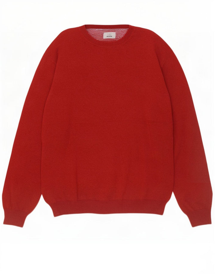 Marks & Spencer Herren-Pullover mit Rundhalsausschnitt, XL, rote Baumwolle