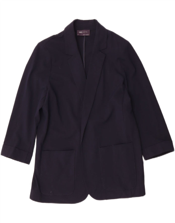Marks & Spencer Offene Damen-Blazerjacke mit 3/4-Ärmeln, UK-Gr. 14, mittleres Marineblau
