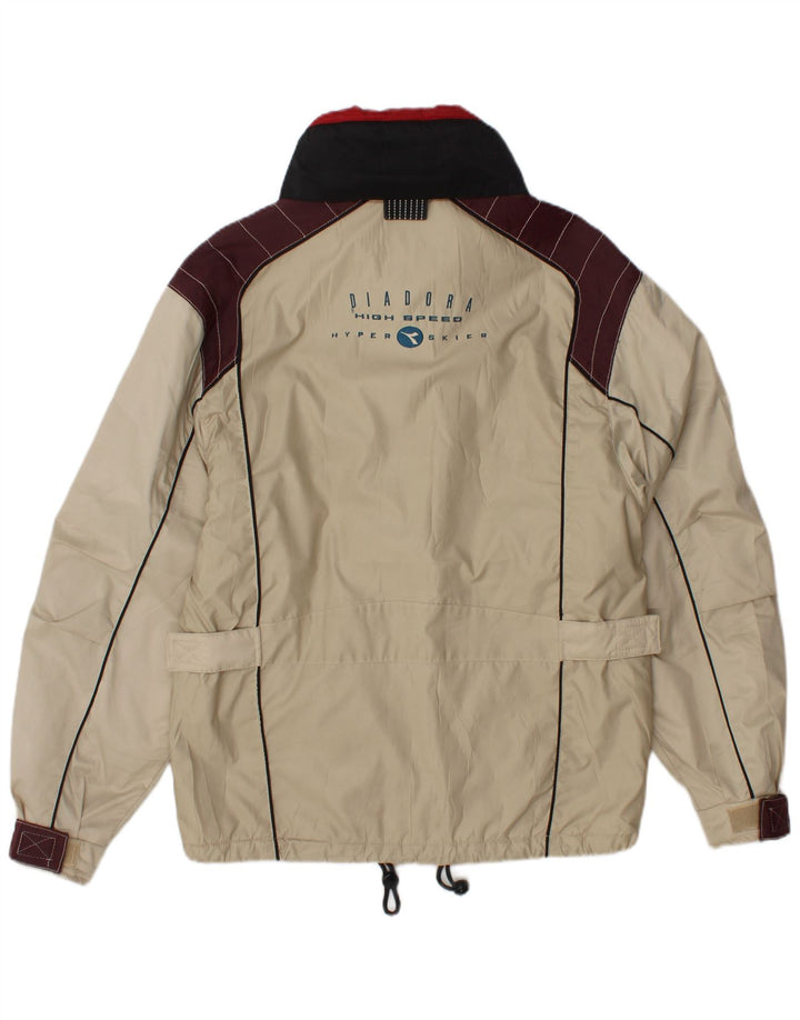 Diadora Herren-Skijacke mit Grafik, Größe S, Weiß, Farbblock-Polyester
