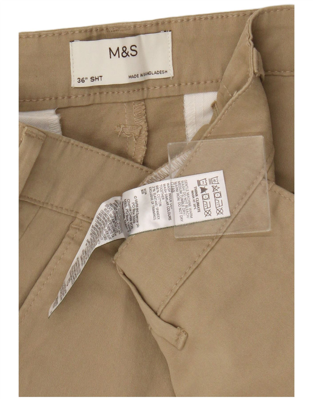 Marks & Spencer Herren Chinoshorts W36 Large Beige Baumwolle
