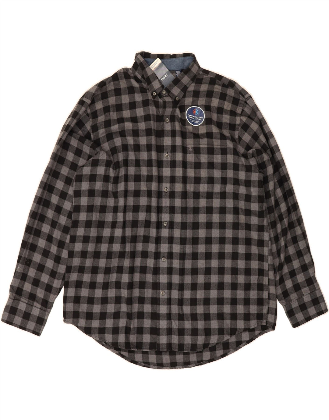 IZOD Mens Flannel Shirt XL Grey Check Cotton Vintage Izod and Second-Hand Izod from Messina Hembry 