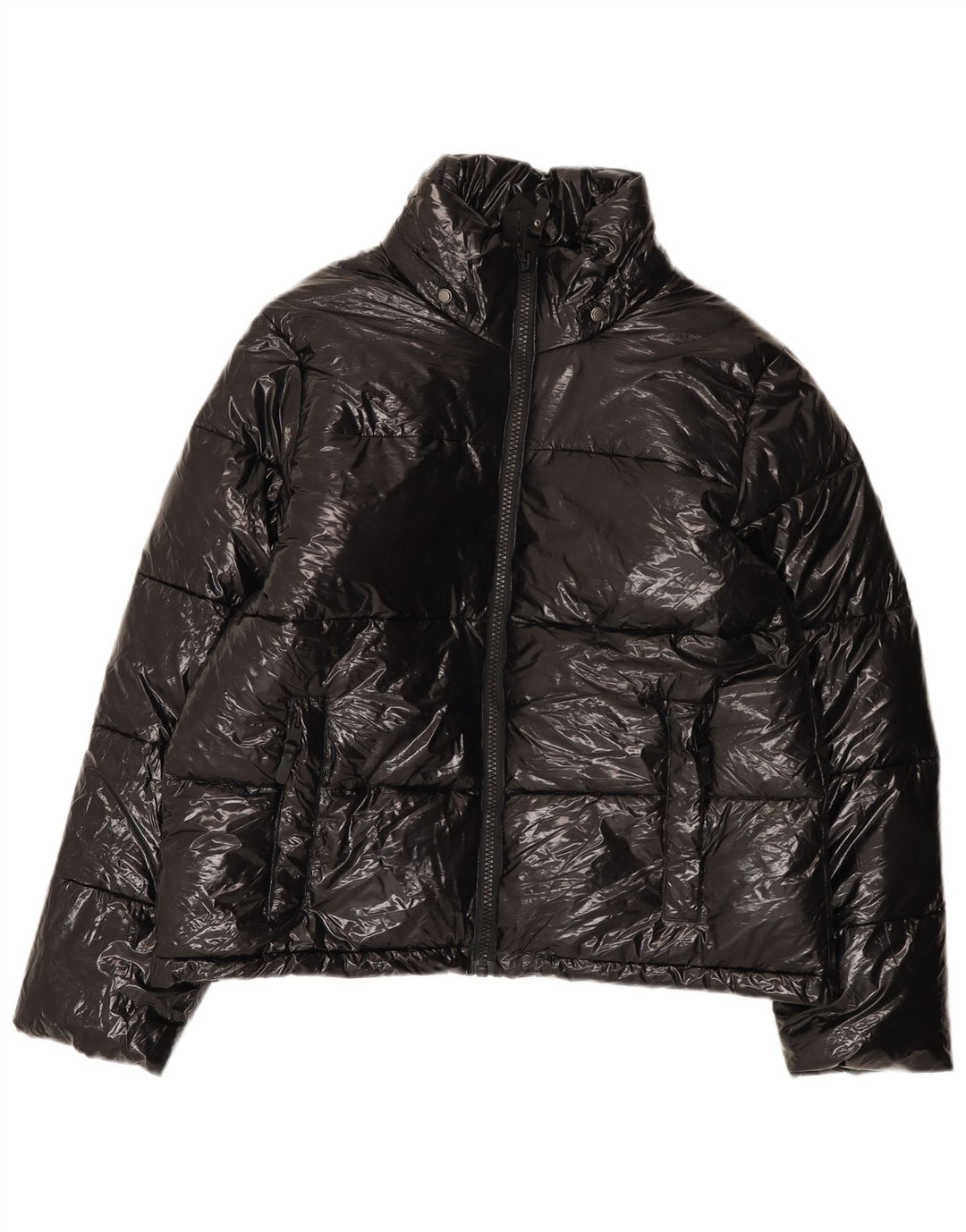 Vintage Damen Übergroße gepolsterte Jacke UK 18 XL Schwarz Nylon