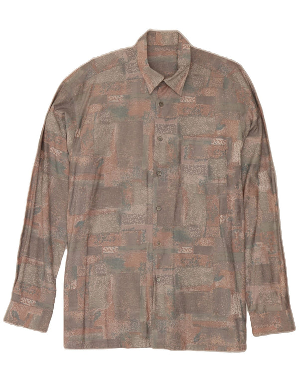 VINTAGE Mens Shirt Large Multicoloured Patchwork Polyester