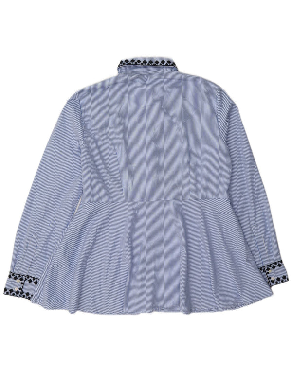 Zara Damen Hemdbluse UK 14 Mittelblaues Nadelstreifen-Polyester