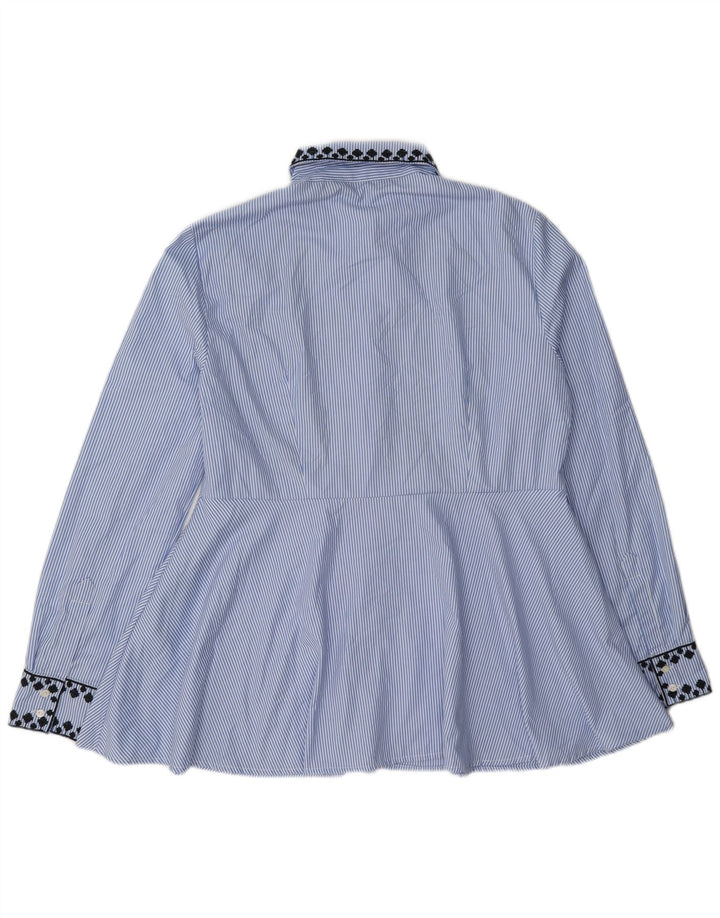 Zara Damen Hemdbluse UK 14 Mittelblaues Nadelstreifen-Polyester