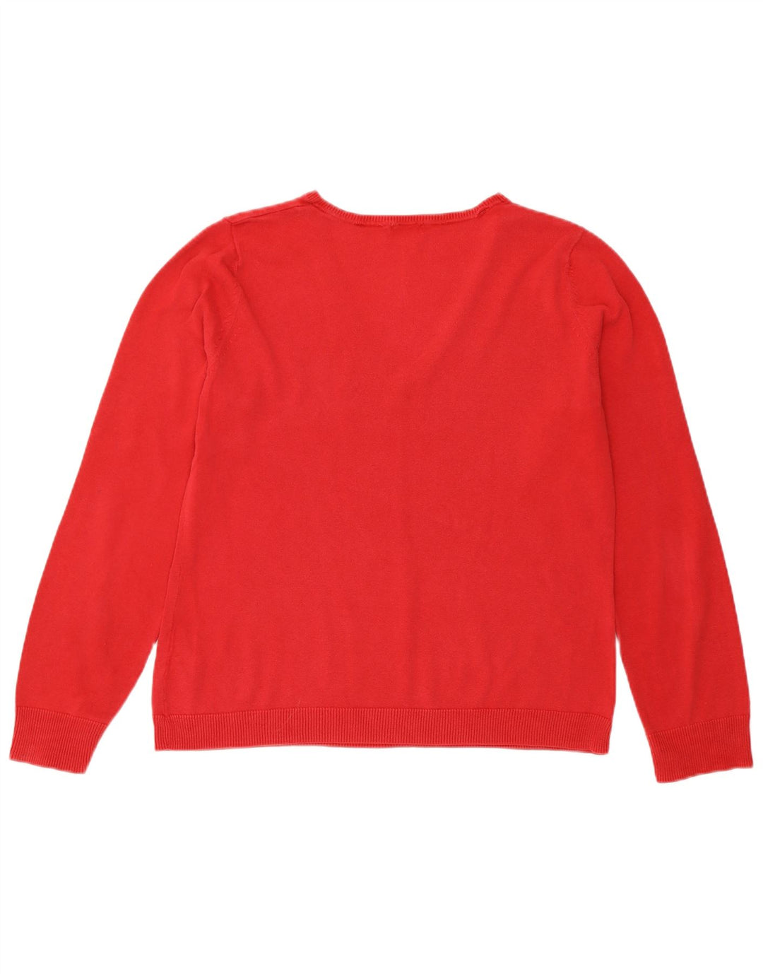 Benetton Damen-Pullover mit V-Ausschnitt, Gr. 12, mittelrot
