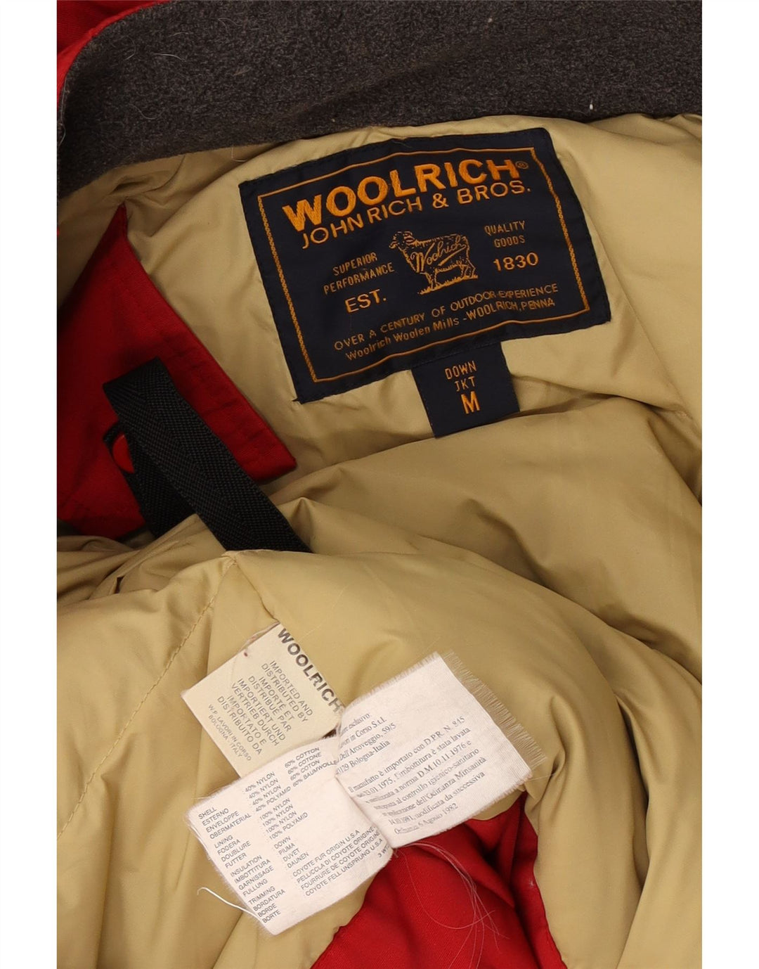 Woolrich Wattierte Damenjacke mit Kapuze, UK 14, mittelrotes Nylon