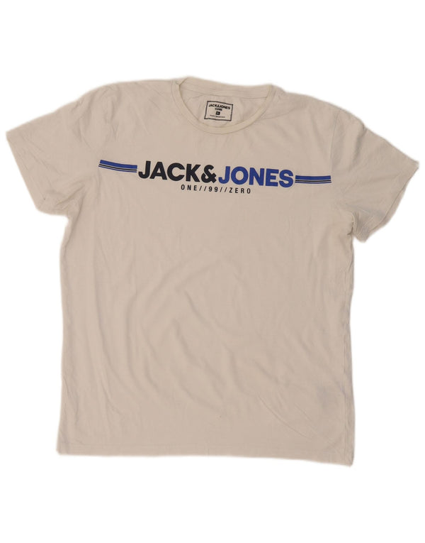 JACK & JONES Herren Grafik-T-Shirt-Oberteil XL aus weißer Baumwolle