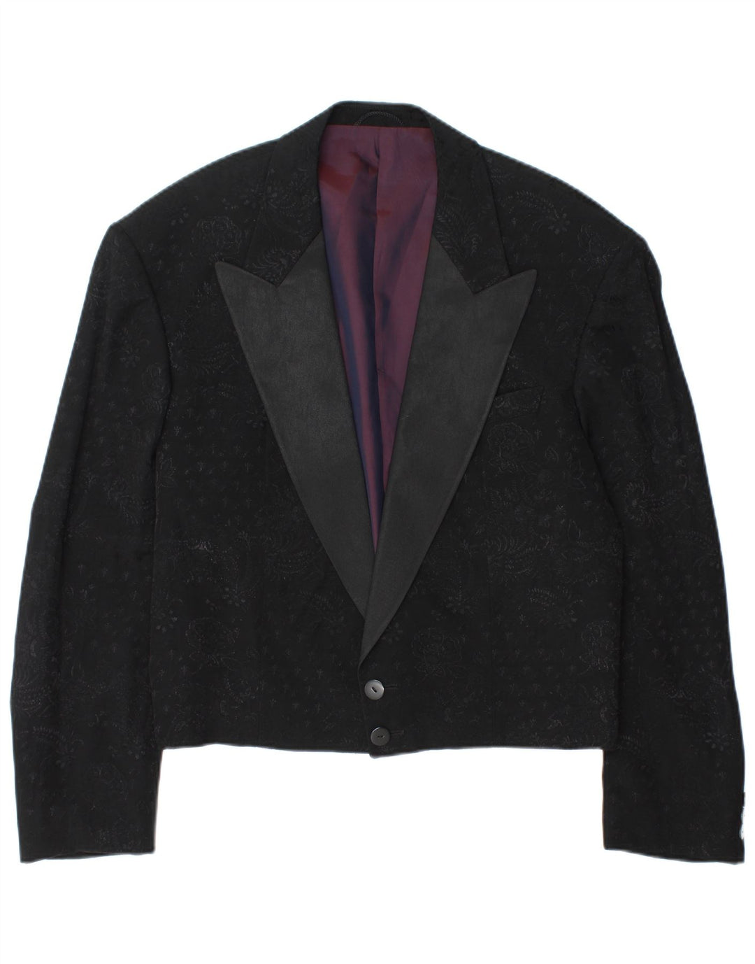 Wilvorst Herren-Blazer mit 2 Knöpfen, Gr. 40, groß, schwarze Paisley-Viskose