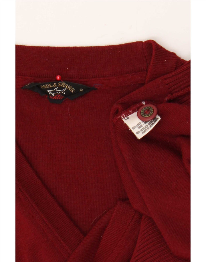Paul & Shark Ärmelloser Herren-Cardigan-Pullover aus mittlerer burgunderroter Wolle