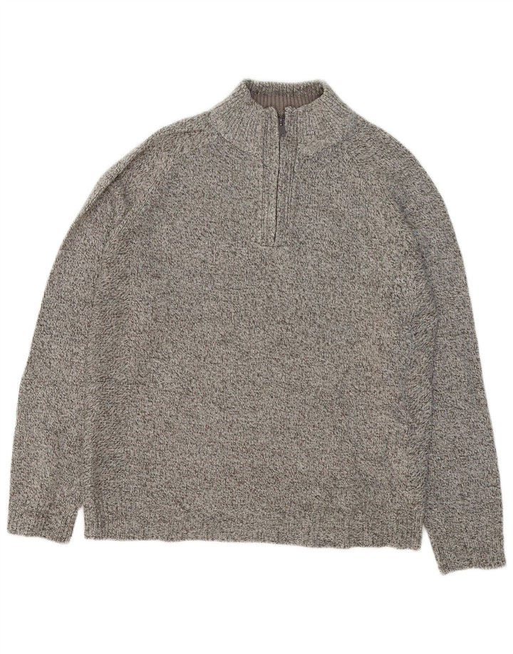 Marks & Spencer Herren-Pullover mit Reißverschluss am Hals, Mittelgrau meliert