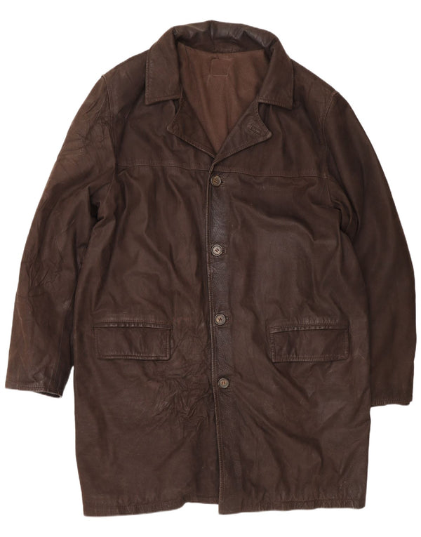 Vintage Herren Ledermantel UK 44 2XL Braun Klassisch