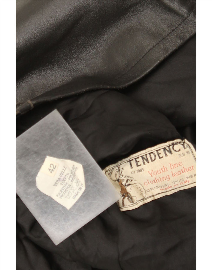Vintage Damen Lederjacke IT 42 Mittelschwarzes Leder