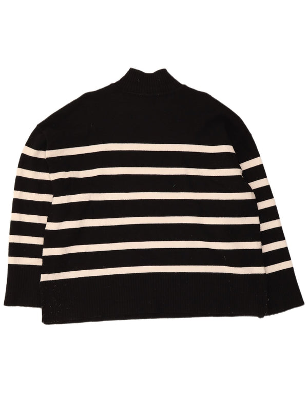Zara Damen-Pullover mit Rollkragen, übergroß, Gr. 18, XL, Schwarz gestreift