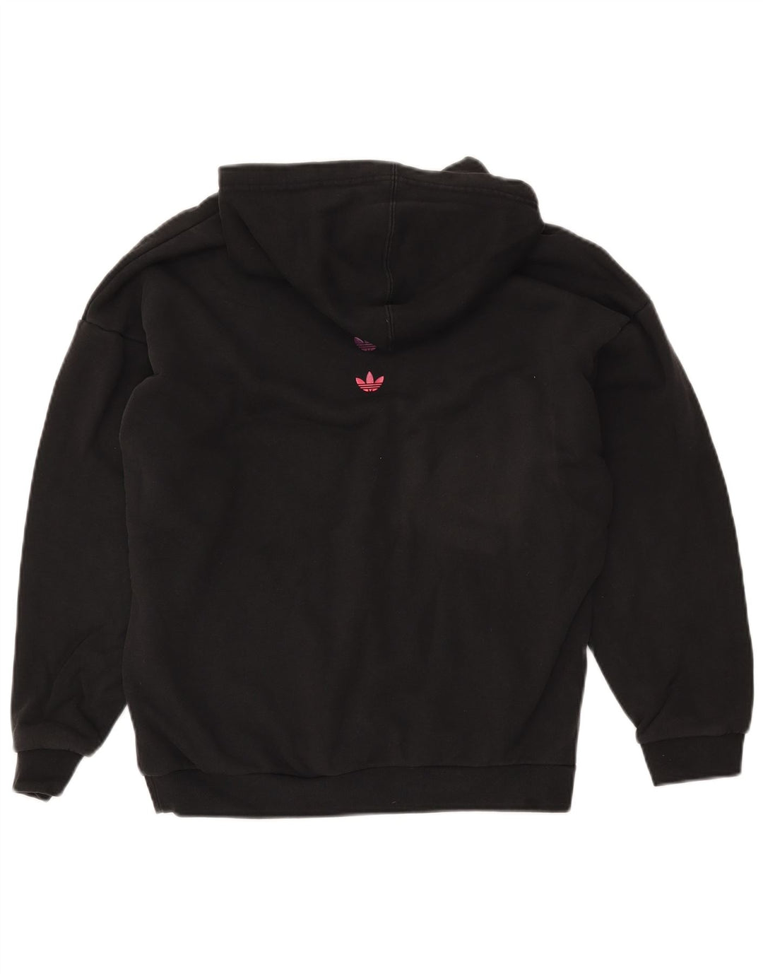 ADIDAS Womens Graphic Oversized Hoodie Pullover UK 12 Mittelschwarze Baumwolle