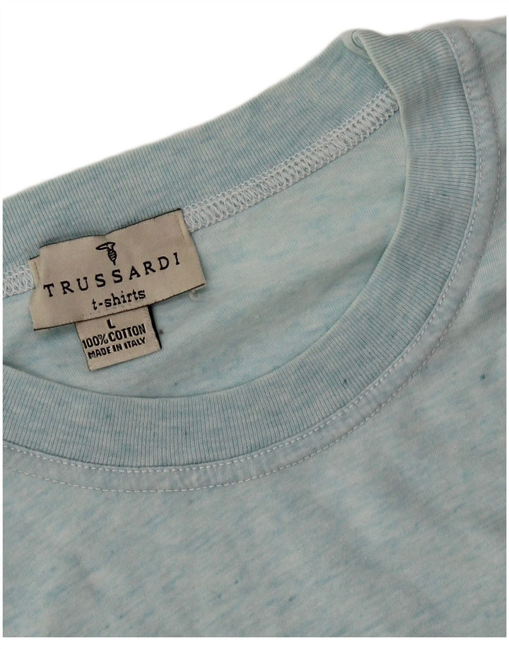 Trussardi Herren T-Shirt Top Large Blau Baumwolle