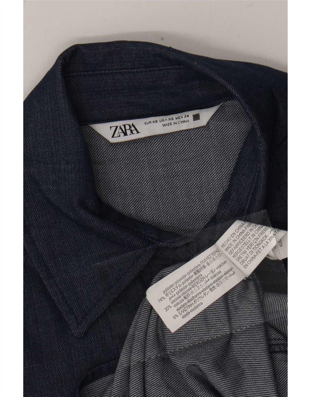 Zara Damen Übergroßes Hemd UK 6 XS Marineblau Polyester