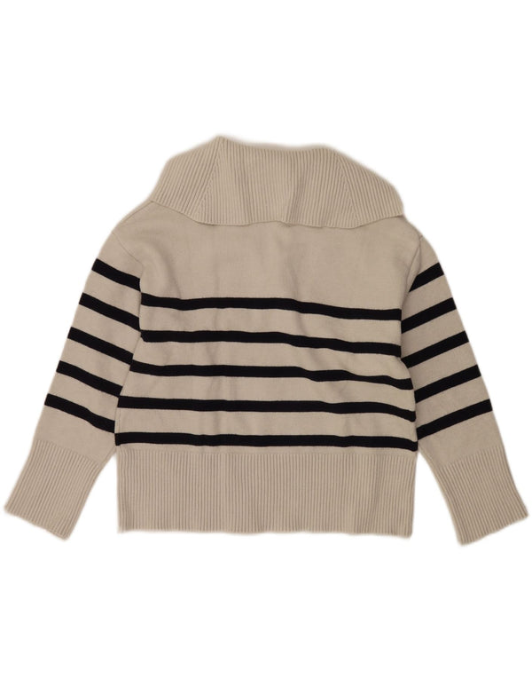 Rollkragenpullover für Damen von Zara, Gr. 10, Größe S, gebrochenes Weiß, gestreift