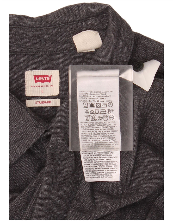 LEVI'S Herren-Hemd, kurzärmelig, Standard-Passform, groß, graue Baumwolle