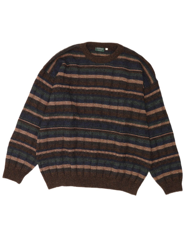 Canda Herren-Pullover mit Rundhalsausschnitt, XL, braun gestreift, Acryl