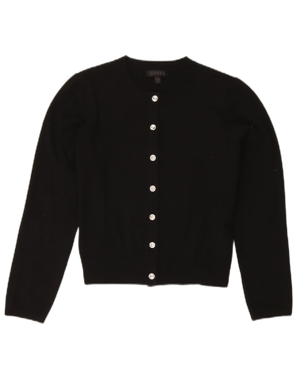 Guess Womens Crop Cardigan Sweater UK 12 Medium Black Polyester