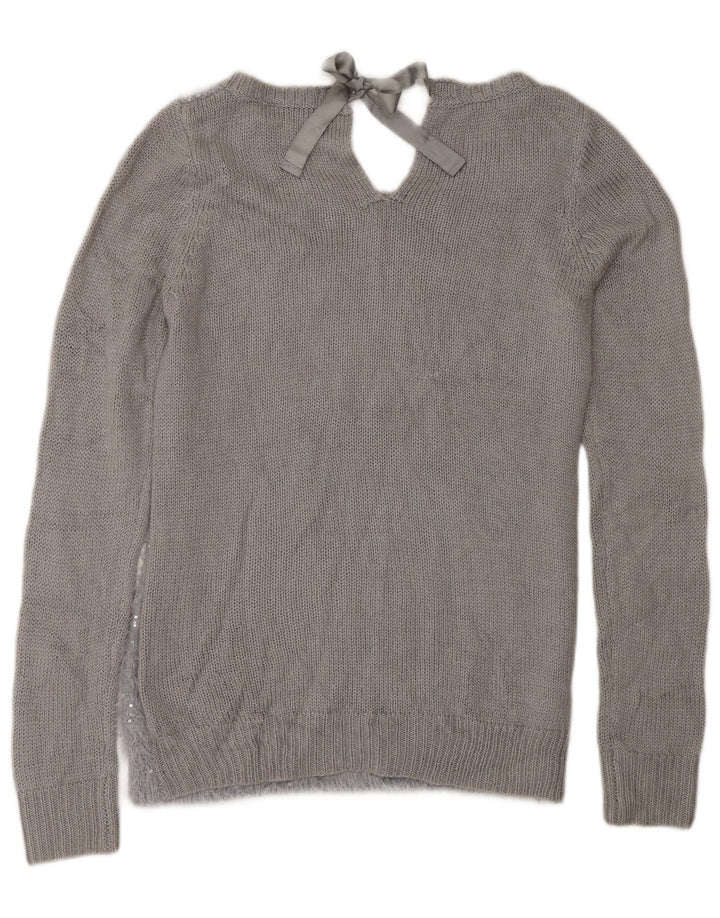 Oasis Damen-Pullover mit U-Boot-Ausschnitt, Gr. 10, Größe S, Grau, Polyamid