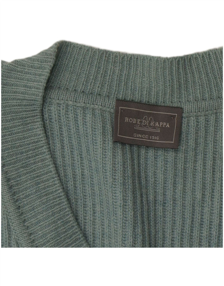 Kappa Herren-Pullover mit V-Ausschnitt, groß, blaue Wolle