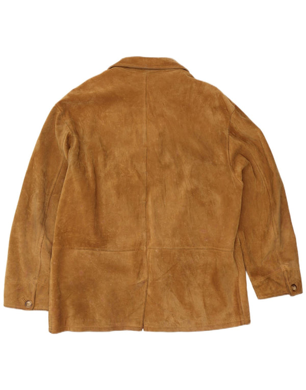 Vintage Herren 4-Knopf-Wildleder-Blazerjacke IT 56 3XL Beige