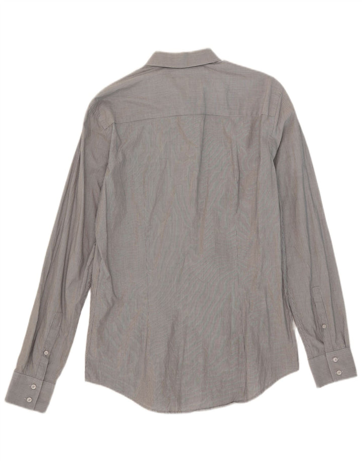 Calvin Klein Herren-Slim-Fit-Hemd aus mittelgrauer Nadelstreifen-Baumwolle