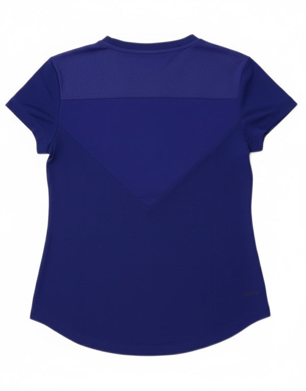 Adidas Damen Crop T-Shirt Top UK 8/10 Small Marineblau Polyester