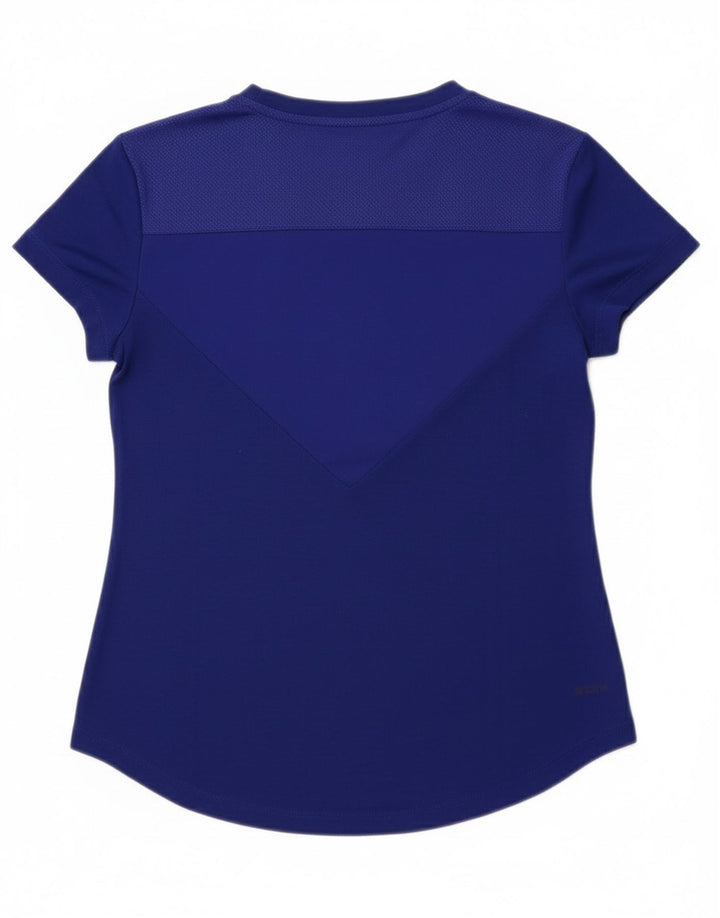 Adidas Damen Crop T-Shirt Top UK 8/10 Small Marineblau Polyester