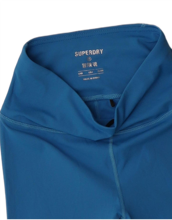 Superdry Damen Graphic Crop Leggings UK 8 Small Blau Polyester