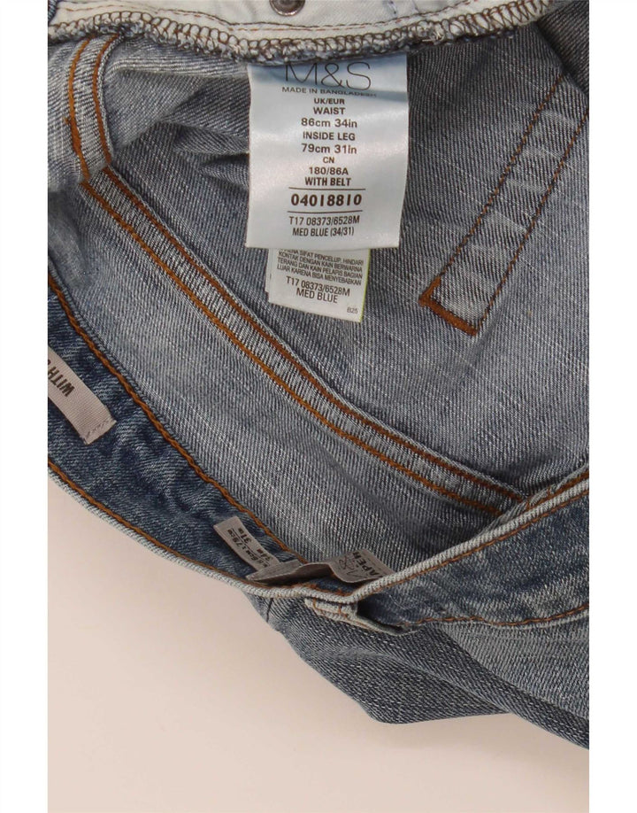 Marks & Spencer Herren Tapered Jeans W34 L31 Blaue Baumwolle