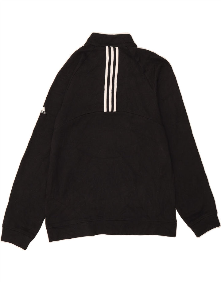ADIDAS Mens Zip Neck Sweatshirt Jumper Medium Black Polyester Vintage Adidas and Second-Hand Adidas from Messina Hembry 
