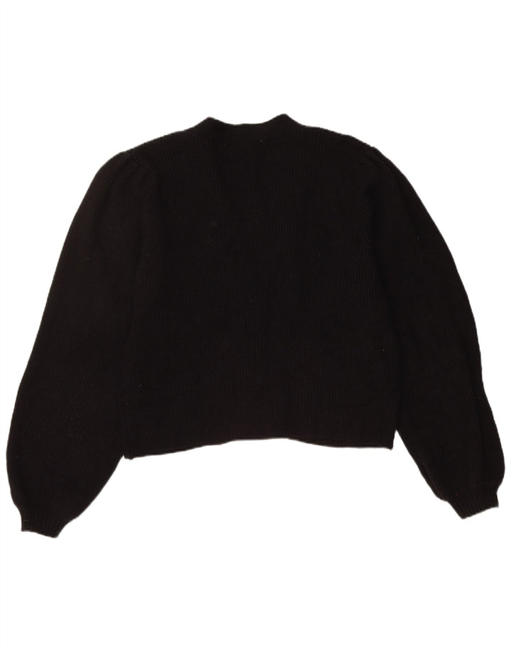 ZARA Womens Crop Cardigan Sweater UK 14 Medium Black Viscose
