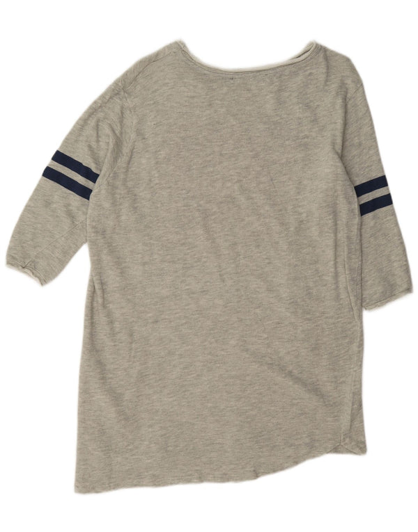 Zara Damen T-Shirt-Kleid mit 3/4-Ärmeln, Grafik, Gr. 40, Größe L, Grau, Baumwolle
