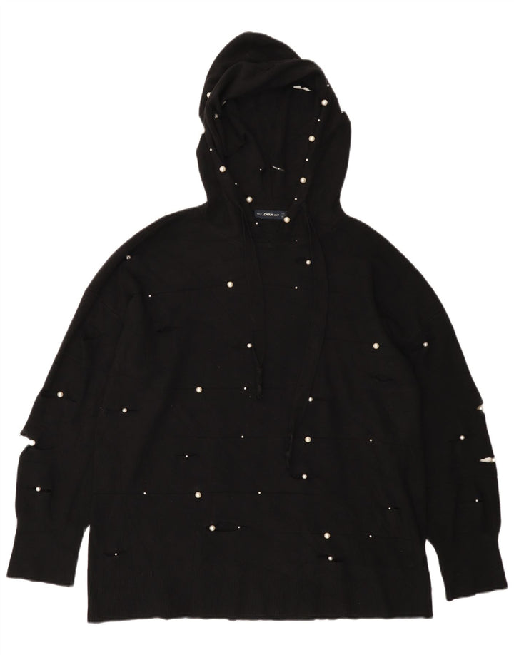 Zara Damen-Pullover mit Kapuze, übergroß, Gr. 10, Größe S, Schwarz