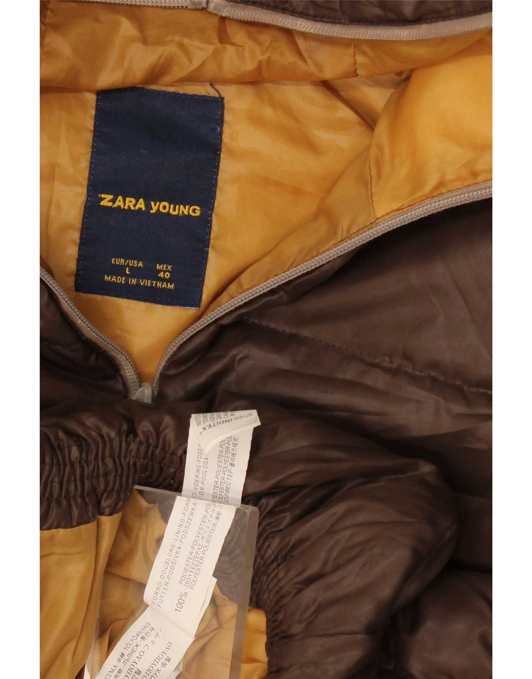 Zara Jungen-Weste mit Kapuze, gepolstert, 13–14 Jahre, groß, braunes Polyester