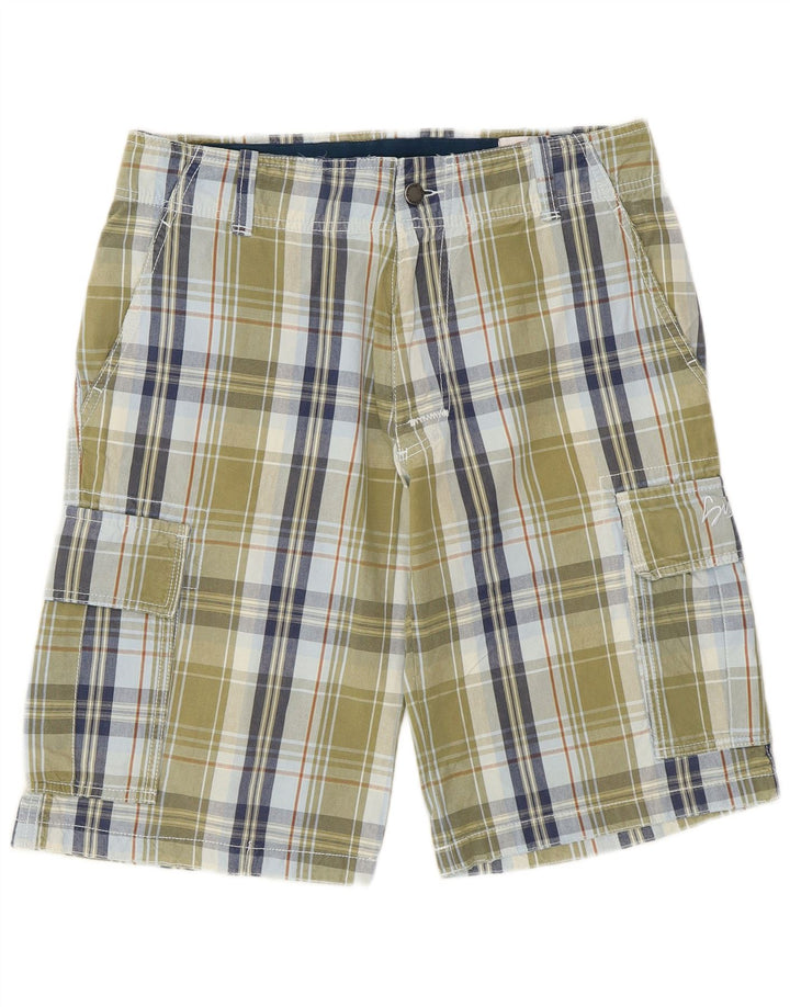 Sundek Herren Cargo-Shorts W32 Medium Khaki Check Baumwolle