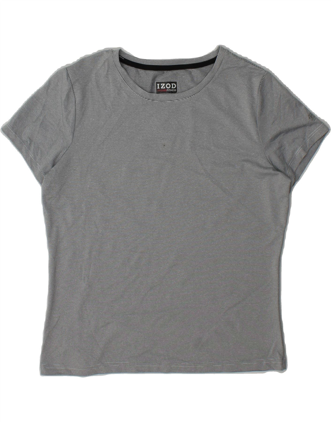 IZOD Womens T-Shirt Top UK 14 Medium Grey Striped Polyester Vintage Izod and Second-Hand Izod from Messina Hembry 