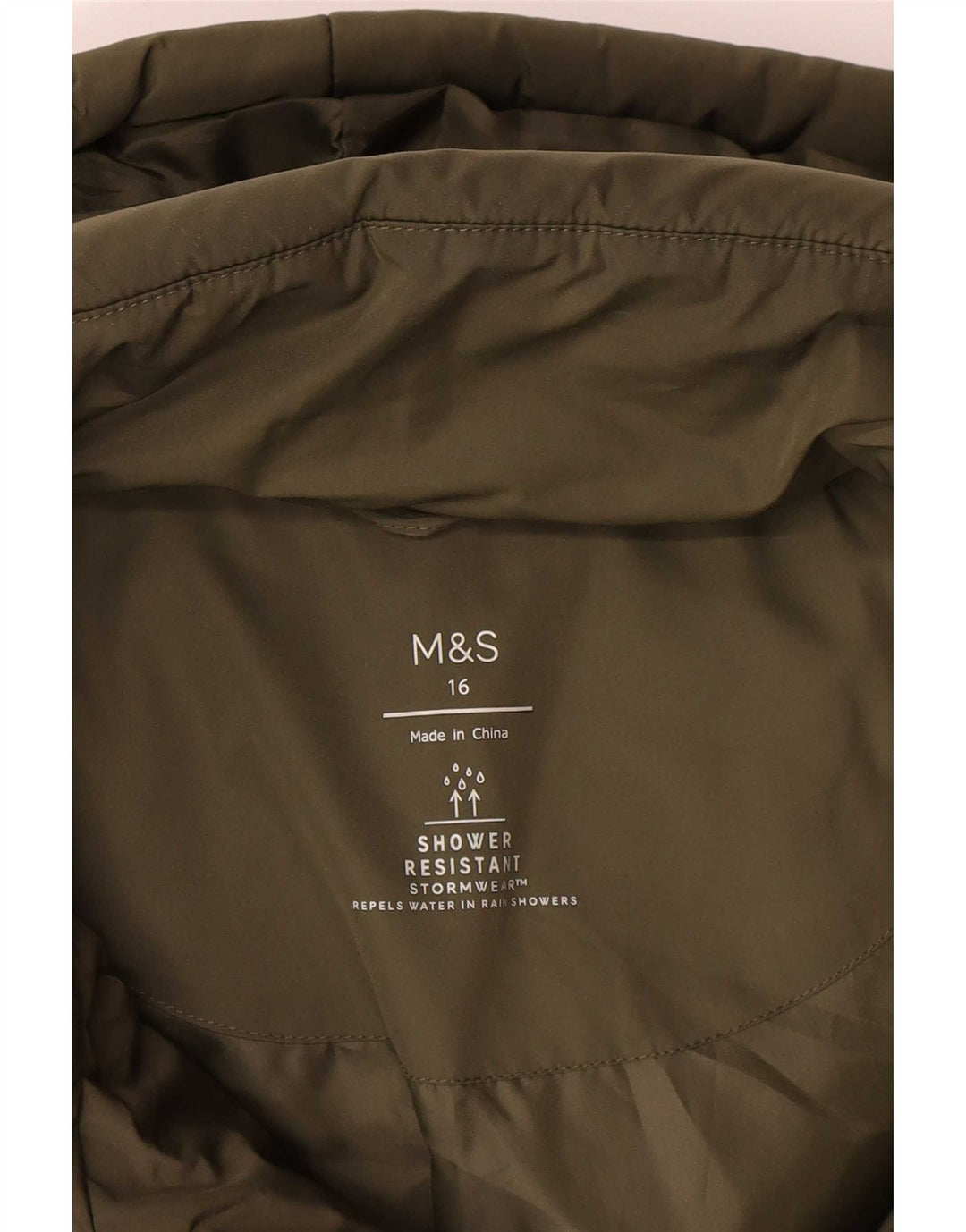 Marks & Spencer Wattierte Damenjacke mit Kapuze, UK 16, Größe L, Khaki, Polyester