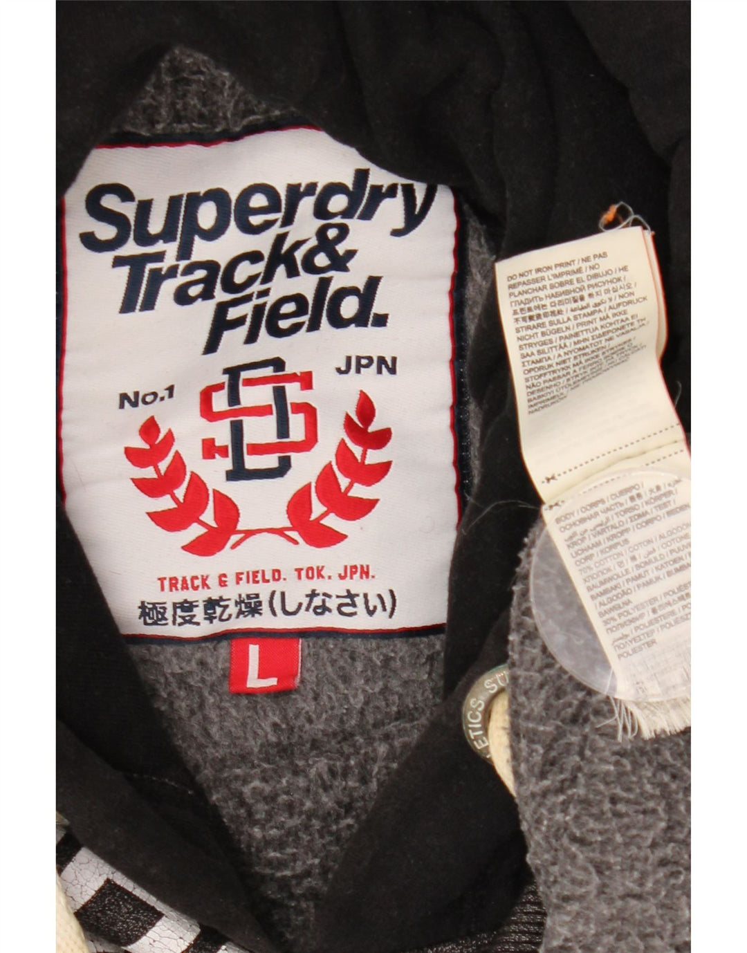 SUPERDRY Herren Leichtathletik-Kapuzenpullover mit Grafik, Größe L, Grau, Farbblock