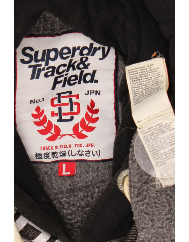 SUPERDRY Herren Leichtathletik-Kapuzenpullover mit Grafik, Größe L, Grau, Farbblock