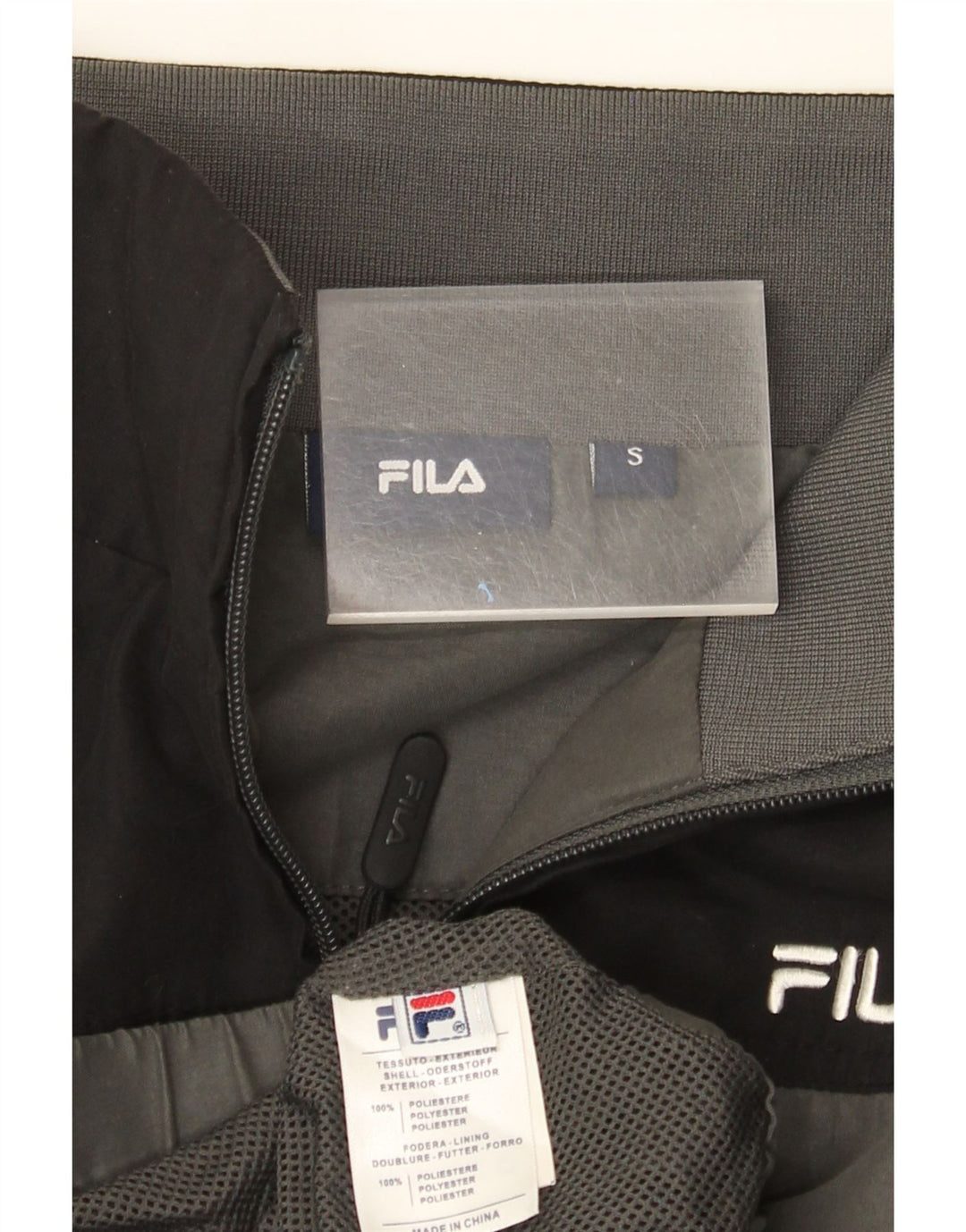 Fila Herren-Trainingsanzug-Oberteil, Jacke, klein, graues Farbblock-Polyester