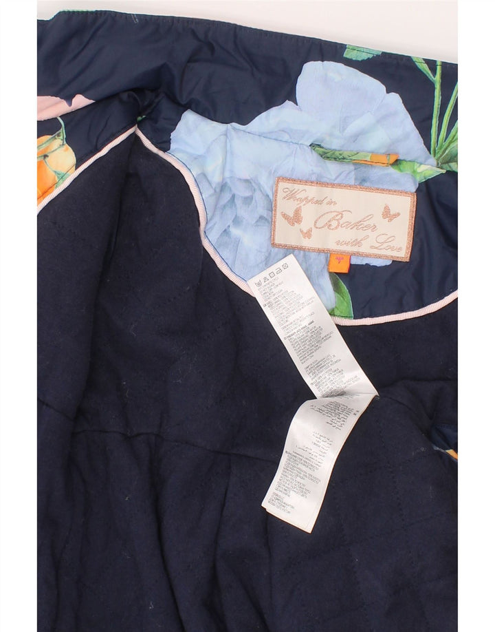 Ted Baker Mädchen-Regenmantel, 6–7 Jahre, marineblaues Blumenmuster, Polyester