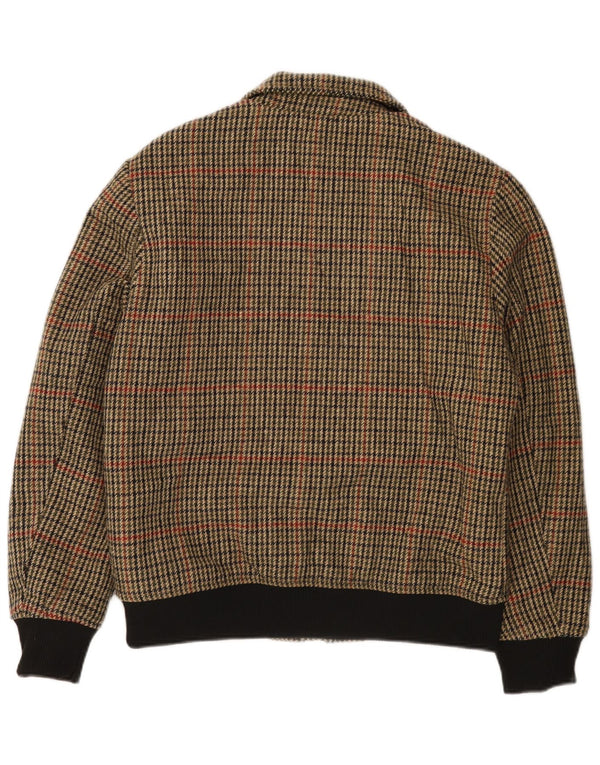 X-FEEL Herren Bomberjacke UK 40 Large Braunes Hahnentritt-Polyester