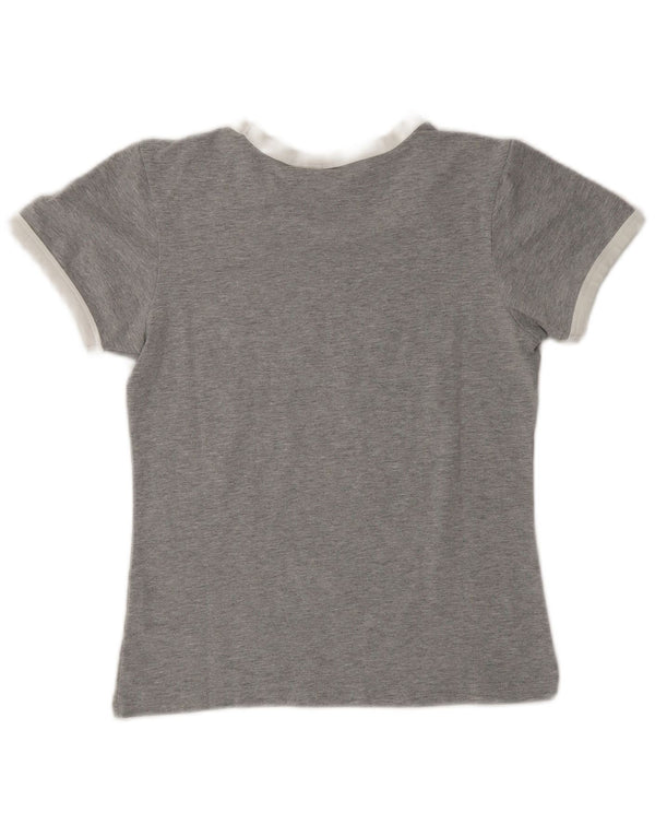 Puma Damen Crop Graphic T-Shirt Top UK 10 Small Grau meliert