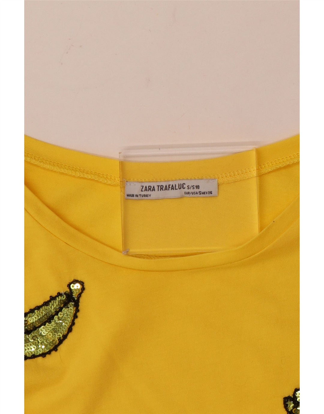 Zara Damen T-Shirt Top UK 10 Small Gelb